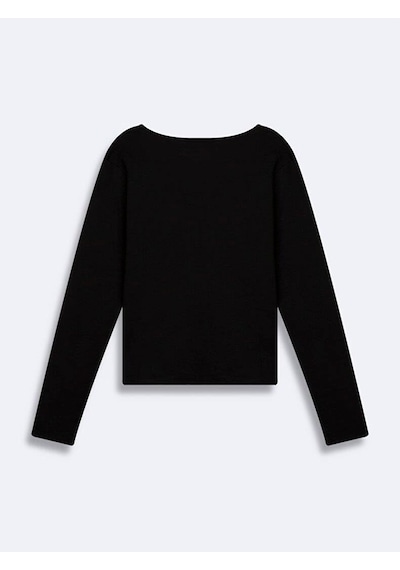 Ltb Mabada Kesik V Yaka Soluk Görünümlü Siyah Sweatshırt 1125810666089 Siyah