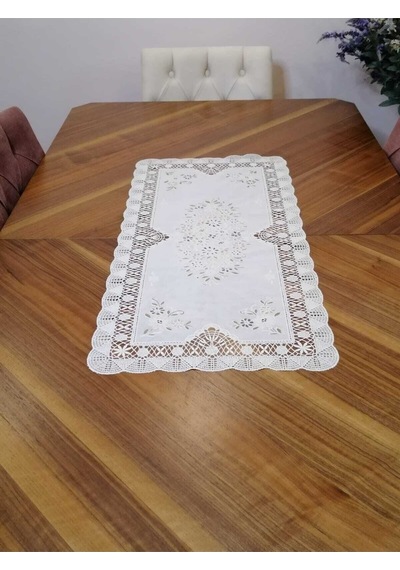Pvc Runner Ve Sehpa Üstü Servislik 40 Cm X 30 Cm Beyaz Başak Ev Tekstili