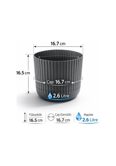 Omnipazar Krs-262 Zeraf Dekoratif Tabaklı Saksı Takımı 2.6 Litre No:2 Yeşil