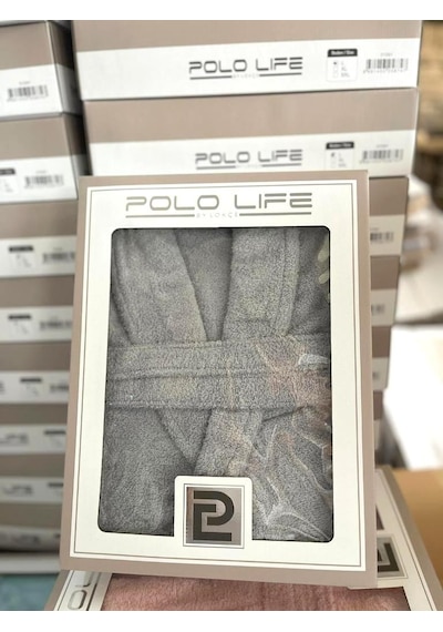 Polo Life Kutulu %100 Pamuk Tek Bornoz Şalyaka-gri L Beden Gri