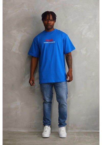 Wear Vexel Erkek Baskılı T-shirt Kısa Kol Bisiklet Yaka Rahat Kalıp Tişört - Mavi Çok Renkli