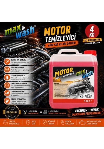4 Kg Motor Temizleyici 1/3 Konsantre Ağır Yağ Ve Kir Çözücü Profesyonel Oto Kuaför Ürünü