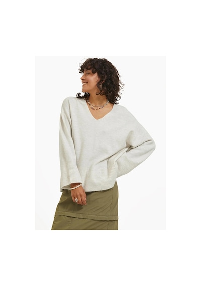 Jack&jones Jjxx Oversize V Yaka Kadın Kazak - Minimalist & Rahat Bej