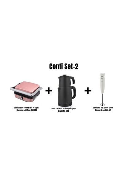 Conti Set-2 St00002 Tost Makinesi Cg224g , Çaycı Ctm-125s Ve Çubuk Blender Cmb-105 Çok Renkli