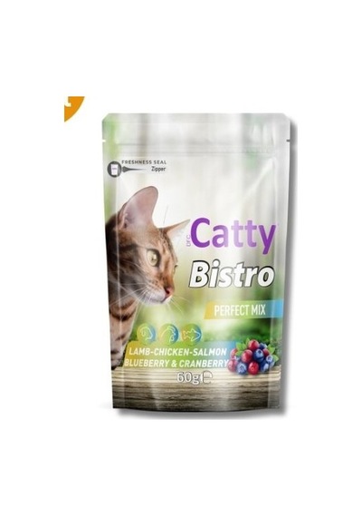 Catty Bistro Perfect Mix Kuzu Tavuk Somonlu Kedi Ödülü 60gr