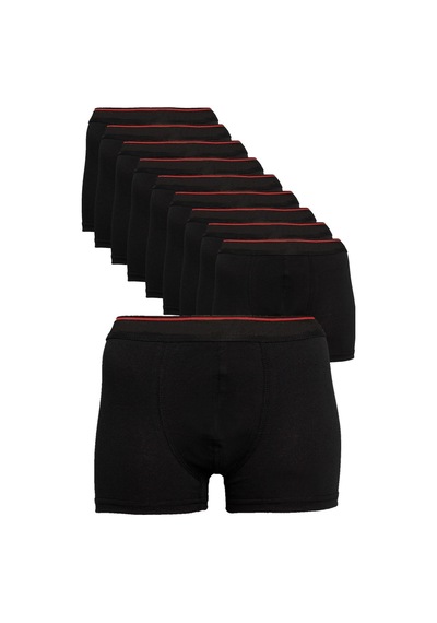 Nacar Store Erkek 12'li Paket Pamuklu Likralı Boxer Siyah