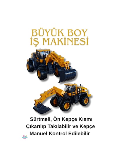 Oyuncak Ekskavatör Kepçe Oyuncak Iş Makinesi Sürtmeli 22 Cm.