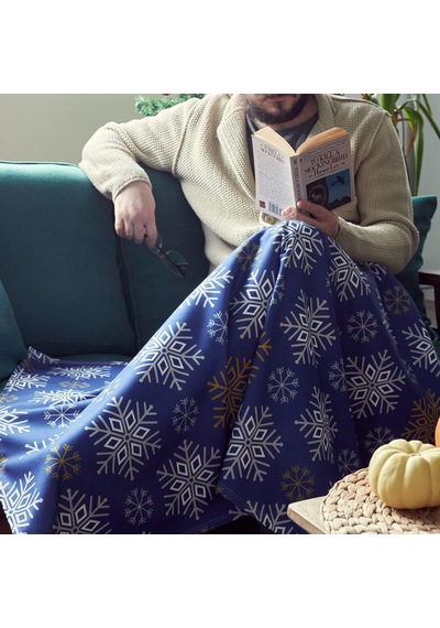 Kar Tanesi Tasarımlı Unisex Tv Battaniyesi - Tek Kişilik Battaniye 95 X 145 Cm Açık Bej
