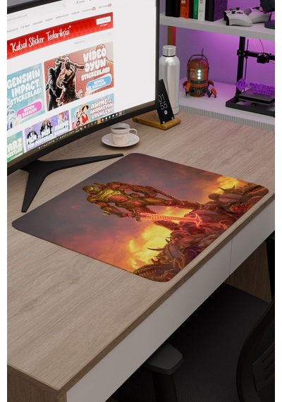 Doom Kaymaz Dikişli Kauçuk Oyuncu Mousepad V4 - 48x40 Xl Gaming Mouse Pad Fare Altlığı