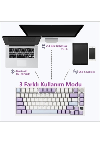 Ak820 Pro Mekanik Oyun Klavyesi,3 Modlu Tft Renkli Ekran Ve Cnc Düğmeli 81 Tuş,rgb Aydınlatma