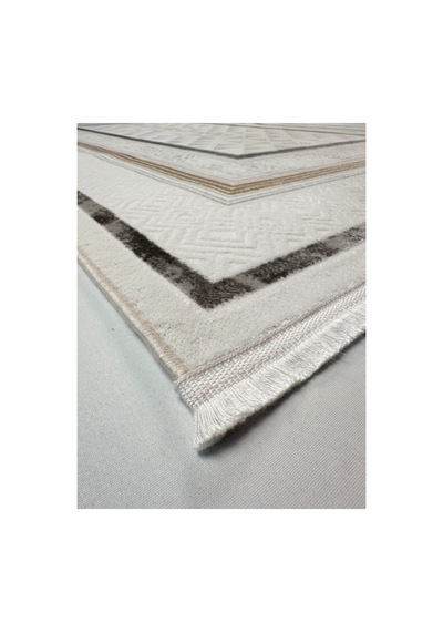 Merinos Vista Krem Kahverengi Çerçeveli %100 Akrilik Yumuşak Dokulu Salon Oturma Odası Halısı 76593-957