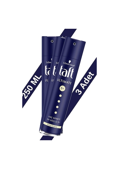 Schwarzkopf Taft Ultimate 5+ Kristal Parlaklığı Saç Spreyi 3 x 250 ML