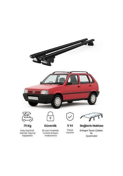 Venüs Fiat Uno 1990-2000 Uyumlu Siyah Ara Atkı Port Bagaj Tavan Barı