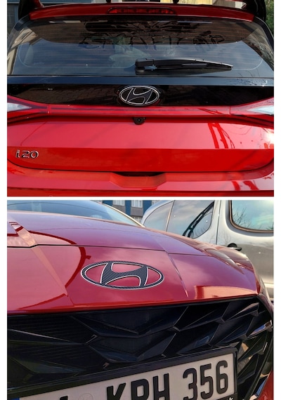 Hyundai İ20 Amblem Kaplama Sticker Set - Mat Karbon Siyah