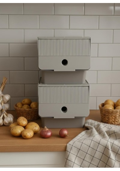 Vizon 2'li 13,5 Lt Modubox Kayar Kapaklı Saklama Kabı & Patates Soğan Kovası & Erzak Kutusu Diğer