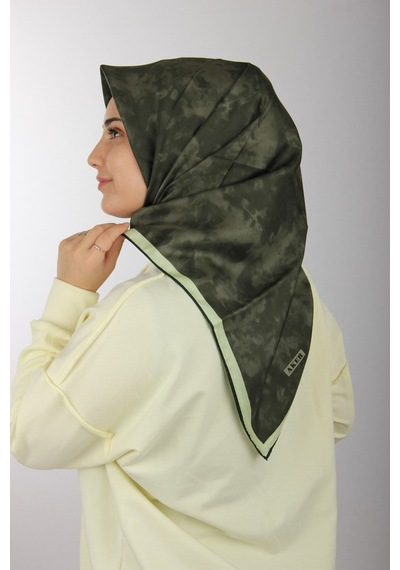 AKER Koyu Somon Ipek Tivil Eşarp 7208713-991 - 90x90 / Haki Haki