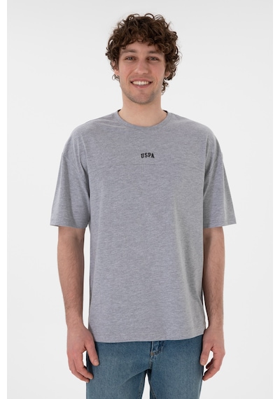 U.S. Polo Assn. Erkek Comfort Fit Bisiklet Yaka Gri Melanj Tişört 50306017-VR086