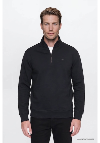 Wrangler Pamuklu Regular Fit Fermuarlı Siyah Erkek Sweatshirt W2620157001