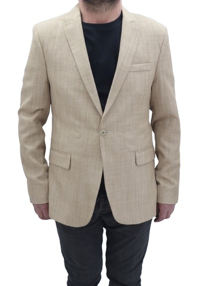 Twenhil Dmctekstil Erkek Krem 206 Düz İtalyan Kesim Dar Kalıp Tek Düğme Blazer Ceket
