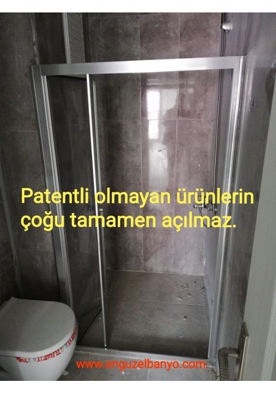 40 Desen Patentli Katlanır Cam Duşakabin İki Duvar Arası Duşakabi Gri