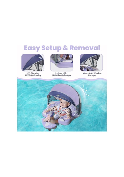 Mambobaby Yüzme Simidi - Purple Axolotl, Emniyetli, Gölgelikli Ve Ayak Destekli