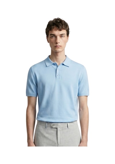 Anthony Jackson Premium Erkek Triko Polo Yaka T-shirt Giovanni Açık Mavi
