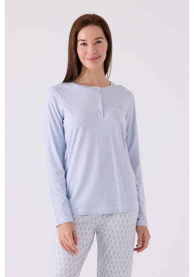 Pierre Cardin Paris 8888 Kadın Uzun Kol Yaka Düğmeli Desenli Pijama Takım mavi Pierre Cardin Paris 8888 Kadın Uzun Kol Yaka Düğmeli Desenli Pijama Takım mavi