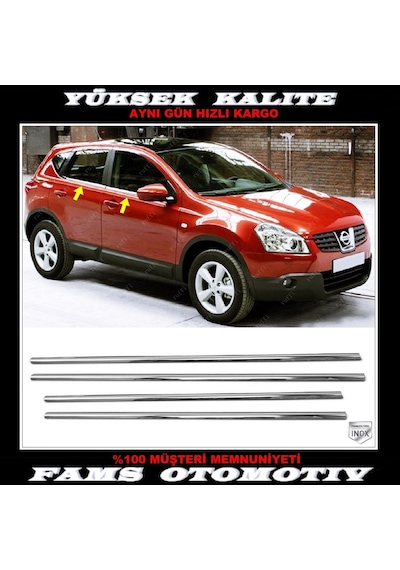 Nissan Qashqai J10 Krom Cam Çıtası 4 Prç. 2007-2014 P. Çelik