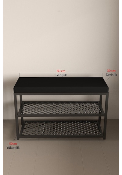Aju Ayakkabılık Puflu Süngerli Oturaklı Metal Ayakkabı Rafı Modern Vestiyer Baklavalı Metal Siyah Aju Ayakkabılık Puflu Süngerli Oturaklı Metal Ayakkabı Rafı Modern Vestiyer Baklavalı Metal Siyah