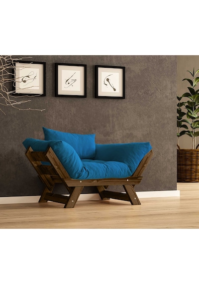Woodesk Adalar Masif Ceviz-mavi Renk Berjer Cpt8136-140 Mavi