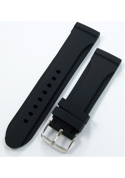 Siyah Kokusuz Silikon 24Mm Saat Kordonu Yumuşak Spor Kayışı Oval