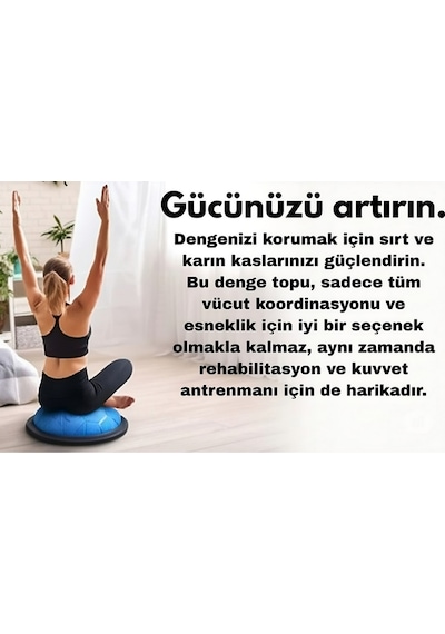 Evapera Yeni Nesil Modern Uluslararası Standartlarda Denge Mobilite Pilates Bosu Ball Aleti Topu 58cm Mor