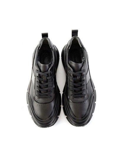 Bambi Siyah Hakiki Deri Erkek Sneaker E01958179203 Siyah