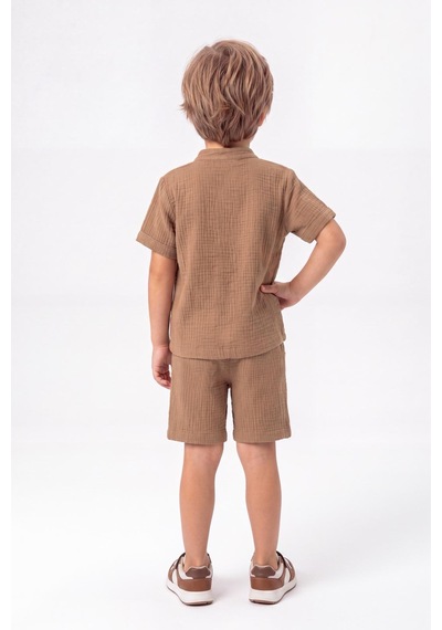 Mnk Baby & Kids Pamuklu Müslin Kumaş Yazlık Şortlu Kısa Kol Rahat Takım M00820 Kahverengi Mnk Baby & Kids Pamuklu Müslin Kumaş Yazlık Şortlu Kısa Kol Rahat Takım M00820 Kahverengi