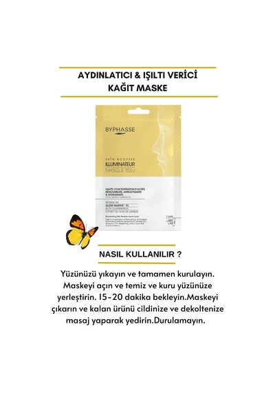 Byphasse Aydınlatıcı Ve Işıltı Verici Skin Booster Kağıt Yüz Maskesi