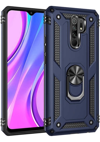 Xiaomi Redmi 9 Kılıf Zore Vega Yüzüklü Standlı Zırh Kılıf