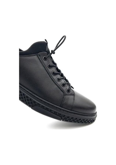 Komcero 3y0461 Streçli Deri Hafif Erkek Sneakers Ayakkabı Siyah