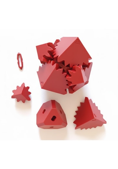 Mekanik Dişli Çarklı Zeka Küpü Hareketli Puzzle Yapı Bloğu - Eğitici Zeka Küpü Stres Oyuncağı-kırmızı