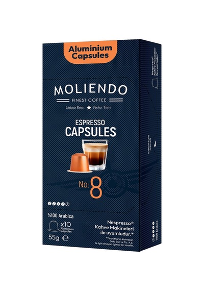 Moliendo No:8 Espresso Kapsül Kahve 10'lu 55 G - 5 Adet Tarı