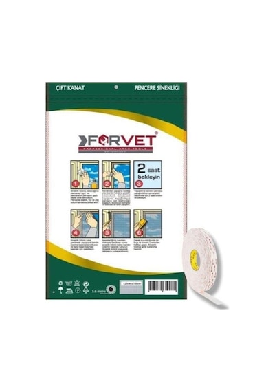Forvet Çift Kanat Cırtlı Sineklik Pencere Seti 125x150 Cm + 5.6 Metre Bant Hediyeli