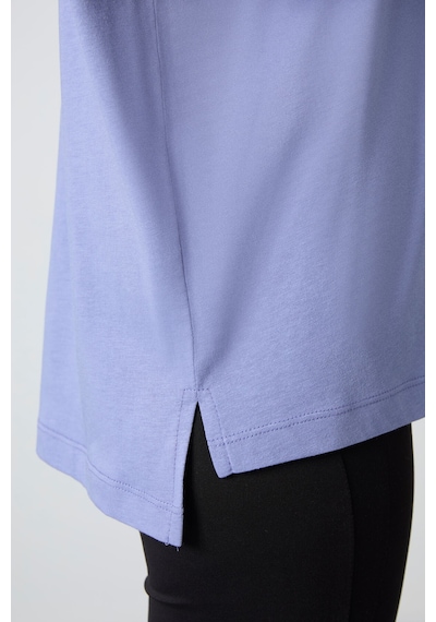 Tommy Life Açık Eflatun Penye Modal Yumuşak Tuşeli Oversize Fit Basic Kadın T-shirt- 97285 Eflatun