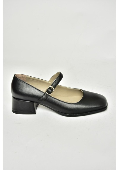 Fox Shoes T908014103 Siyah Hakiki Deri Alçak Topuklu Kadın Ayakkabı Siyah