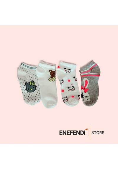 Nf Nd Enefendi Kadın 4 Çift Ekonomik Patik Çorap Seti Rahat Pamuklu Günlük Karışık Desenli Çorap 36-40 Renkli
