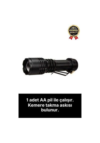 3 Fonksiyonlu Q5 Led Ultra Parlak Uzun Menzilli Pilli Yüksek Işık Gücüyle Acil Durum Kamp El Feneri Beyaz