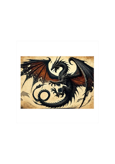 Ejderhanın Dansı Desenli Mdf Tablo