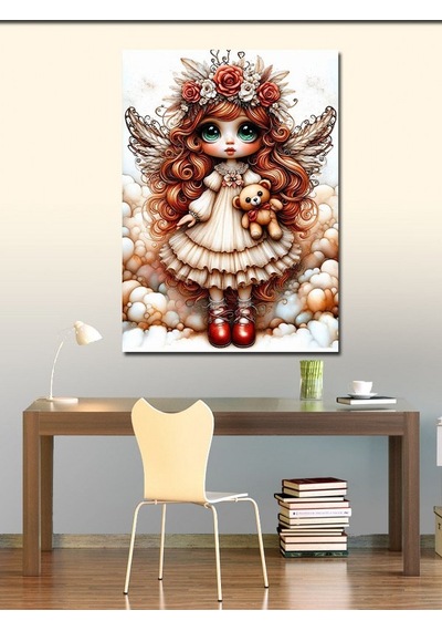 Kanvas Tablo Küçük Kız Ve Peluş Ayı 70cmx100cm