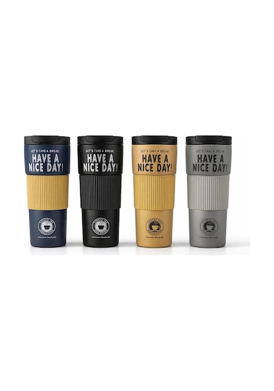 600 Ml Have A Nice Day" 600 Ml Çift Katmanlı Paslanmaz Çelik Termos Mug Alk4624 Çok Renkli