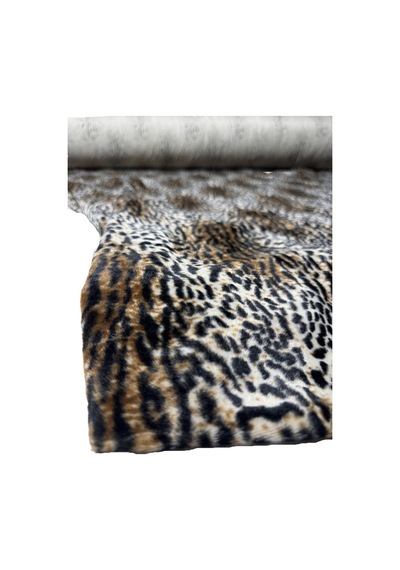 Leopar Desenli Yumuşak Peluş Kürk Kışlık Kumaş 150 Cm En Ceket, Mont, Kürk, Kaban, Hırka Kaplan