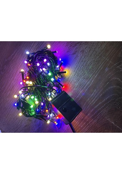 Ers 10m 100 Led Damla Uçlu Rgb Işık Siyah Kablo Mz-17-2 Çok Renkli