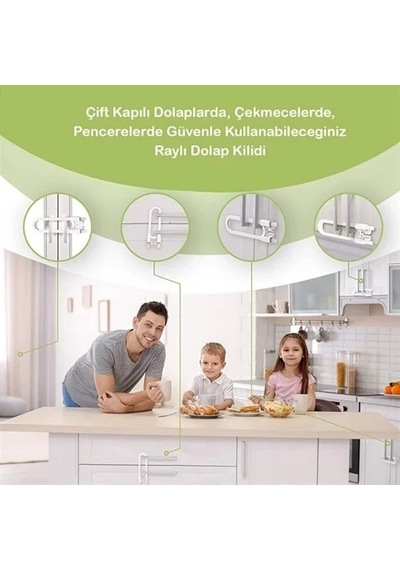 Bebek Çocuk Çekmece Ve Dolap Koruma Raylı Güvenlik Sistemi Emniyet Kilidi 5468 Çok Renkli